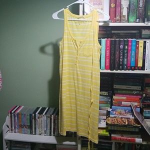 Yellow striped sleeveless tshirt dress